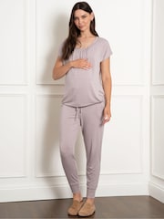 Seraphine Maternity Purple Nursing Loungewear Pyjama Top and Trousers Set - Image 4 of 5
