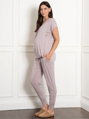 Seraphine Maternity Purple Nursing Loungewear Pyjama Top and Trousers Set - Image 5 of 5