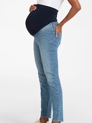 Seraphine Blue Skinny Overbump Maternity Jeans - Image 1 of 10