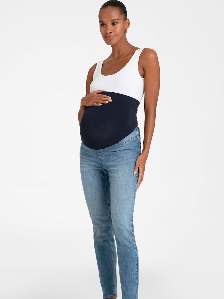 Seraphine Blue Skinny Overbump Maternity Jeans - Image 5 of 10