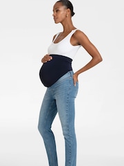 Seraphine Blue Skinny Overbump Maternity Jeans - Image 7 of 10