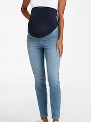 Seraphine Blue Skinny Overbump Maternity Jeans - Image 8 of 10