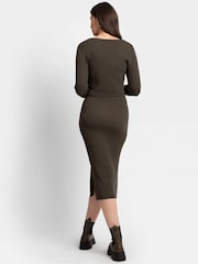 Seraphine Maternity Green Rib Knit and Nursing Dress - Image 2 of 8