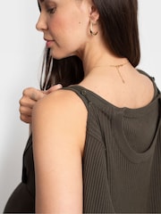 Seraphine Maternity Green Rib Knit and Nursing Dress - Image 4 of 8