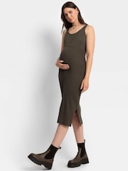Seraphine Maternity Green Rib Knit and Nursing Dress - Image 5 of 8