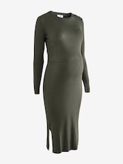Seraphine Maternity Green Rib Knit and Nursing Dress - Image 6 of 8
