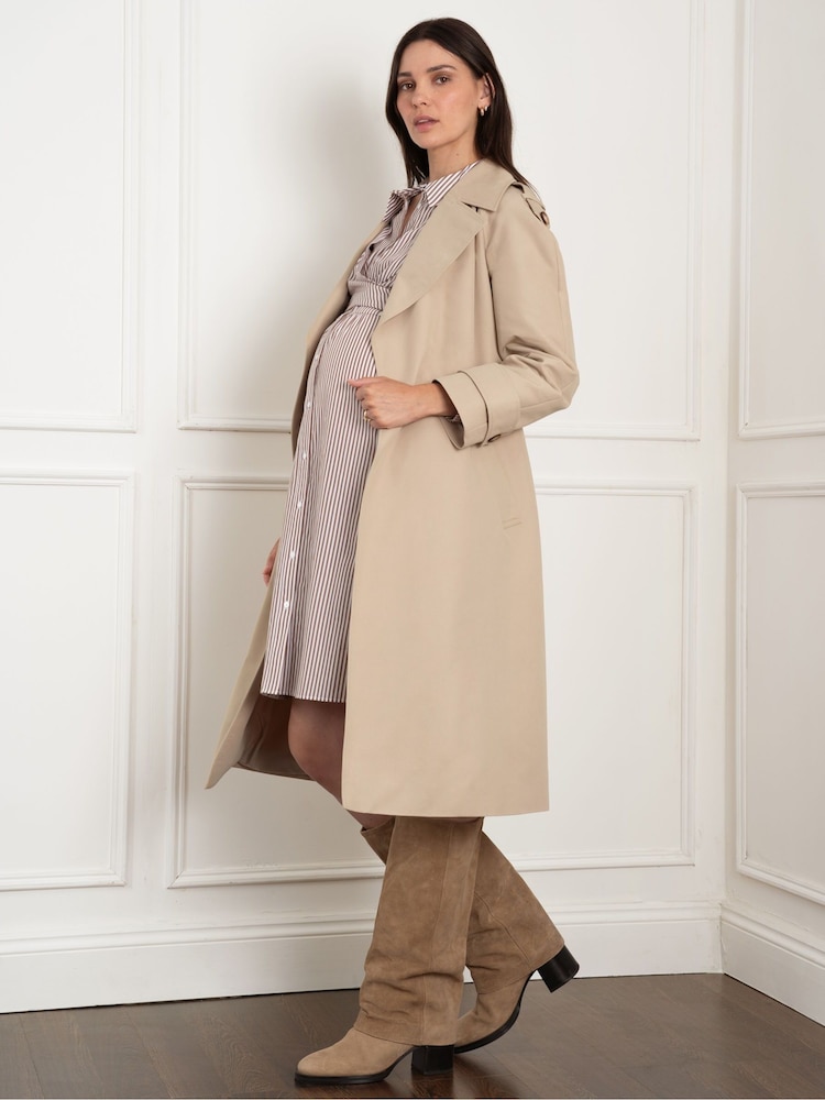Seraphine Maternity Cream Trench Coat - Image 2 of 4