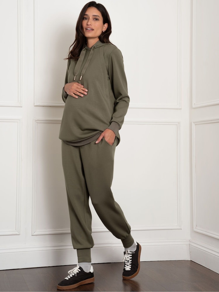 Seraphine Maternity Green Soft Hoodie with Nursing Zips - Image 2 of 6