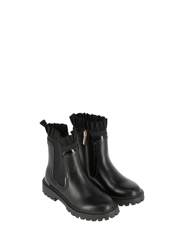 Angels Face Chelsea Ruffle Black Boots - Image 2 of 2