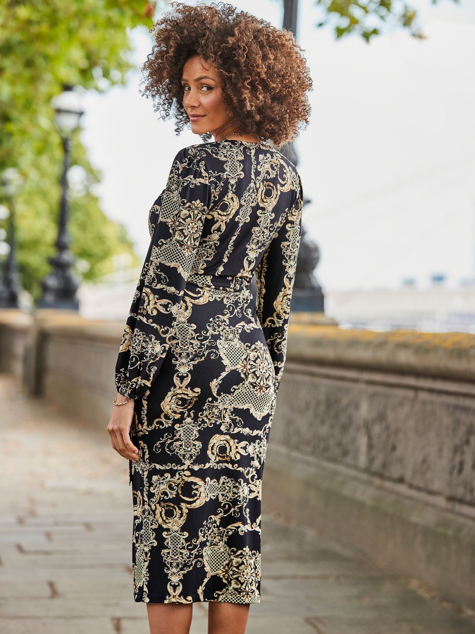 Buy Sosandar Black Paisley Print Belted Wrap Dress from Next USA