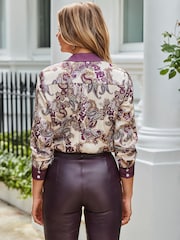 Sosandar White Scarf Print Satin Shirt - Image 4 of 5