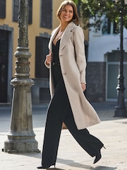 Sosandar Natural Fitted Longline Coat - Image 3 of 5