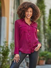 Sosandar Pink Sheer Dobby Utility Shirt - Image 5 of 5