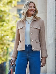 Sosandar Natural Boucle Pocket Detail Jacket - Image 1 of 5