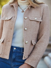 Sosandar Natural Boucle Pocket Detail Jacket - Image 4 of 5