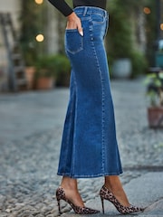 Sosandar Blue Fishtail Denim Maxi Skirt - Image 3 of 5
