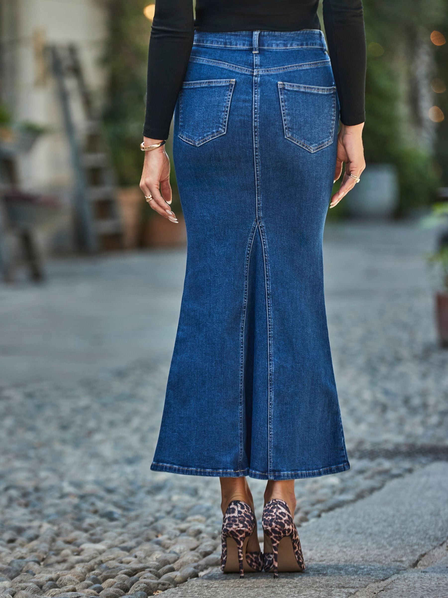 Buy Sosandar Blue Fishtail Denim Maxi Skirt from Next USA