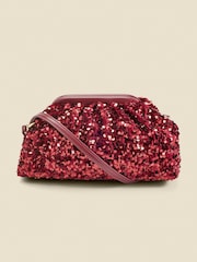 Sosandar Red Sequin Clutch Bag - Image 1 of 4