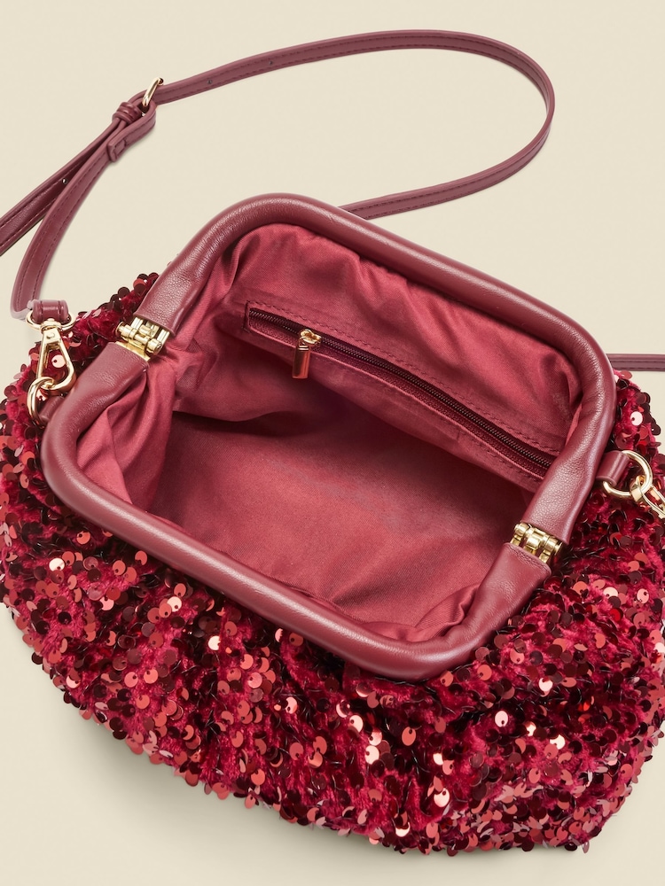 Sosandar Red Sequin Clutch Bag - Image 4 of 4