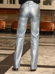 Sosandar Silver Slim Metallic Wide Leg Jeans - Image 5 of 5