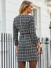 Sosandar Black Mini Boucle Belted Dress - Image 4 of 5