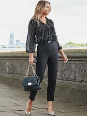 Sosandar Black Belted Tapered Trousers - Image 1 of 5