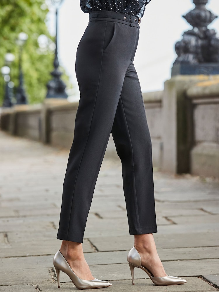 Sosandar Black Belted Tapered Trousers - Image 2 of 5