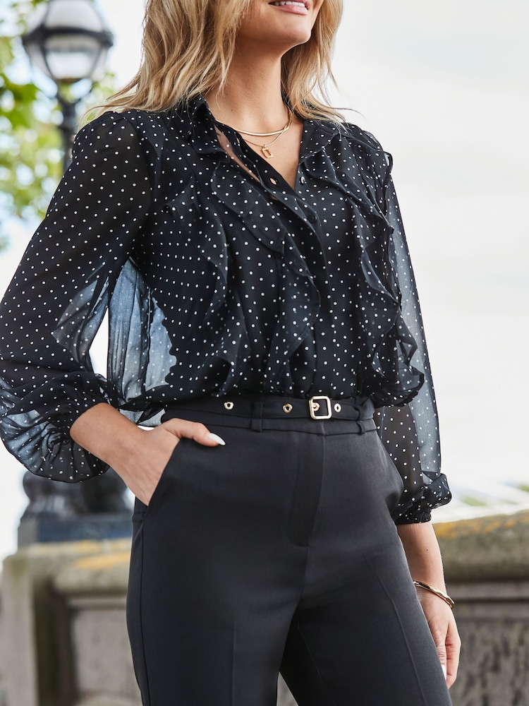 Sosandar Black Belted Tapered Trousers - Image 5 of 5