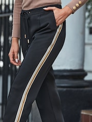 Sosandar Black Side Stripe Tapered Leg Trousers - Image 4 of 4