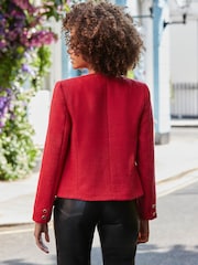 Sosandar Red Boucle Collarless Jacket - Image 4 of 5