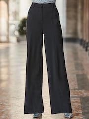 Sosandar Black Ponte Wide Leg Pintuck Trousers - Image 2 of 5