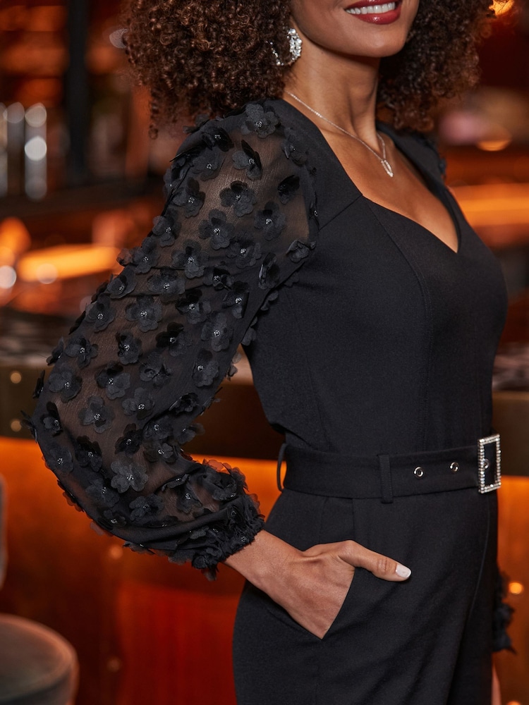 Sosandar Floral Sleeve Tailored Jumpsuit - Imagen 5 de 5