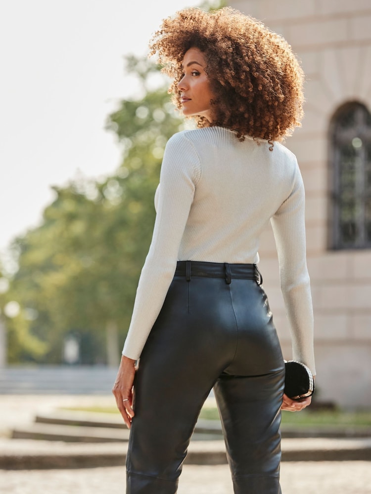 Sosandar Metallic Stripe Rib Knit Jumper - Image 2 of 5