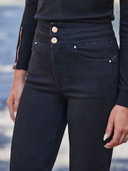 Sosandar Black Contour Waist Wide Leg Jeans - Image 4 of 5