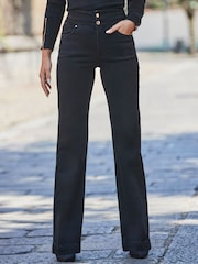 Sosandar Black Contour Waist Wide Leg Jeans - Image 5 of 5