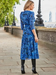 Sosandar Blue Paisley Print Wrap Midaxi Dress - Image 3 of 5