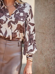 Sosandar White Floral Print Satin Shirt - Image 5 of 5