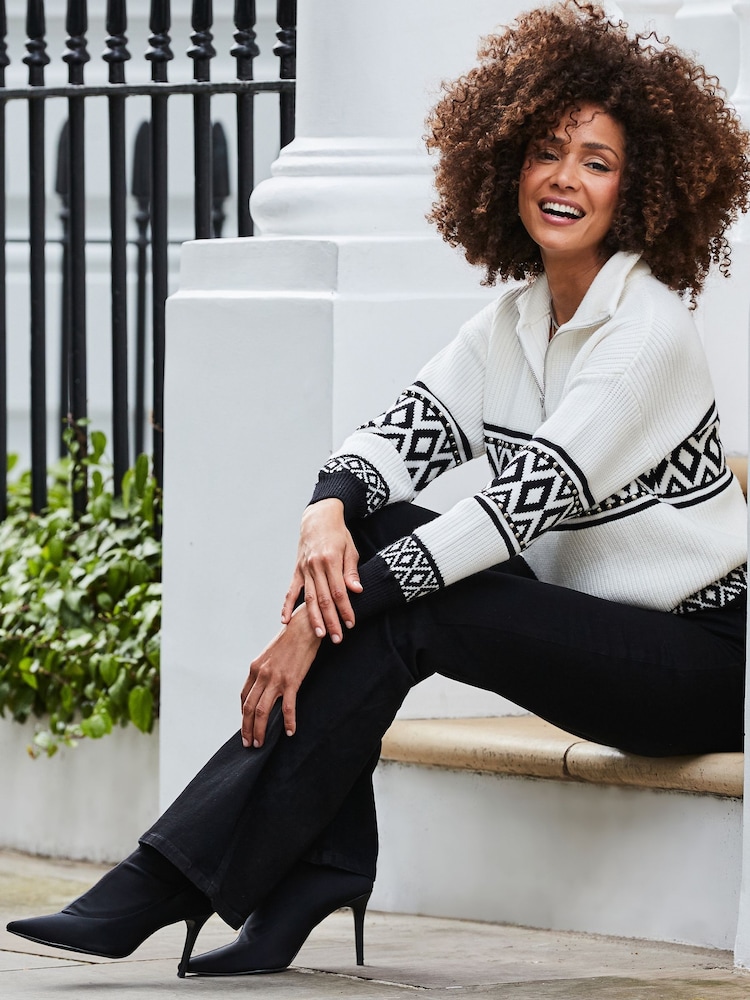 Sosandar White Detailed Roll Neck Jumper - Image 2 of 5