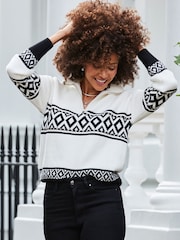 Sosandar White Detailed Roll Neck Jumper - Image 3 of 5