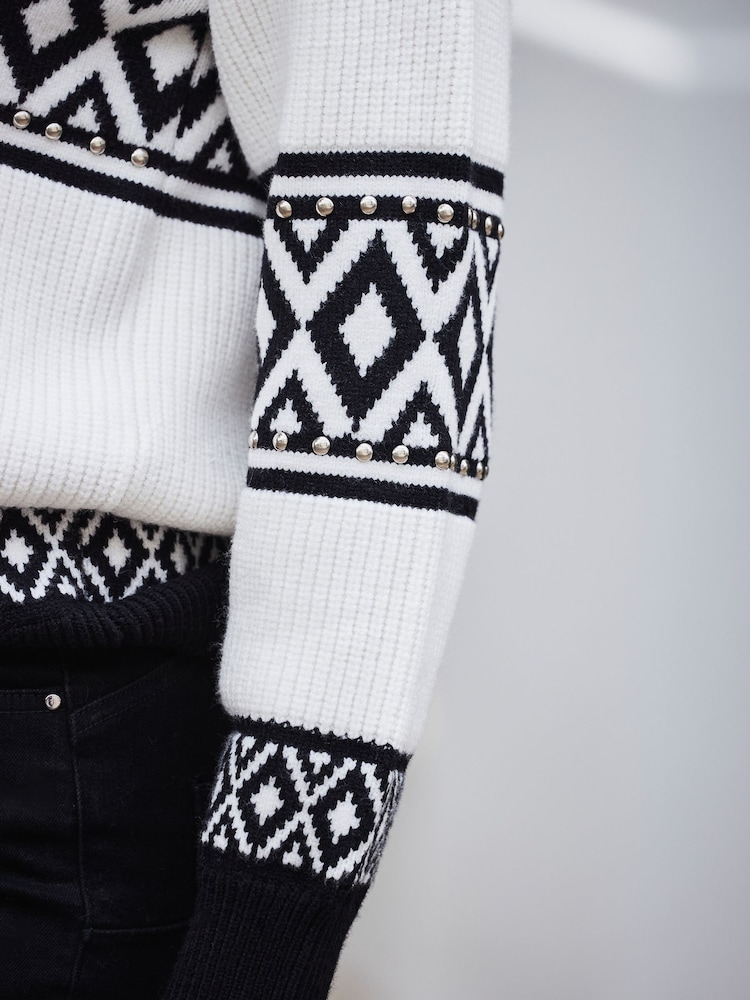 Sosandar White Detailed Roll Neck Jumper - Image 5 of 5