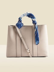 Sosandar Natural Structured Bag With Detachable Scarf - Image 1 of 5