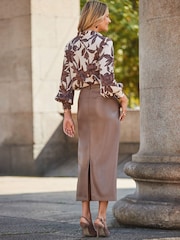 Sosandar Natural Faux Leather Maxi Pencil Skirt - Image 5 of 5