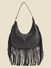 Sosandar Black Fringe Detail Western Shoulder Bag - Image 1 of 4