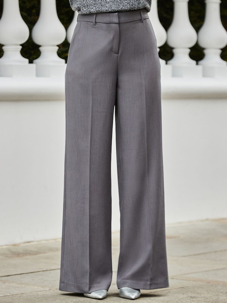 Sosandar Grey Relaxed Fit Wide Leg Trousers - Image 2 of 5
