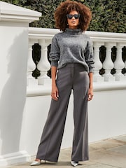Sosandar Grey Relaxed Fit Wide Leg Trousers - Image 3 of 5