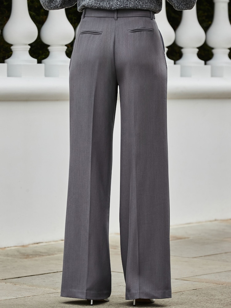 Sosandar Grey Relaxed Fit Wide Leg Trousers - Image 5 of 5