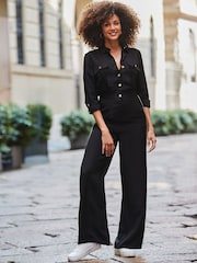 Sosandar Side Stripe Button Front Jumpsuit - Imagen 2 de 5