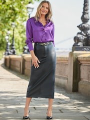 Sosandar Purple Satin Shirt - Image 2 of 5