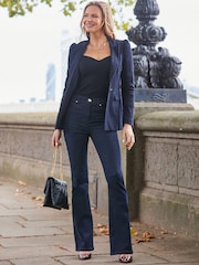 Sosandar Blue Denim Gold Button Detail Blazer - Image 2 of 4