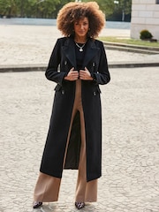 Sosandar Black Double Breasted Hourglass Longline Coat - Image 4 of 5